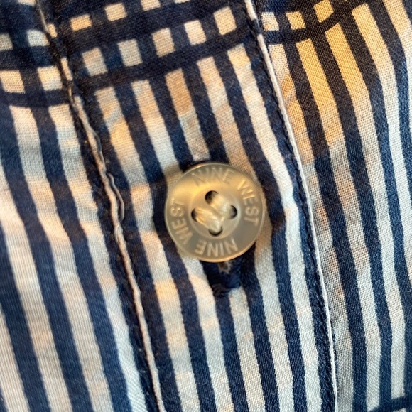 Nine West blue sleeveless check pattern button front pleated cotton dress size14 - Picture 11 of 16